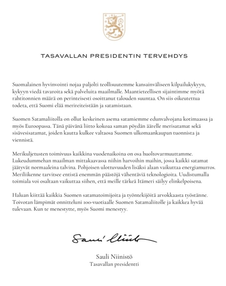 Tasavallan presidentin tervehdys